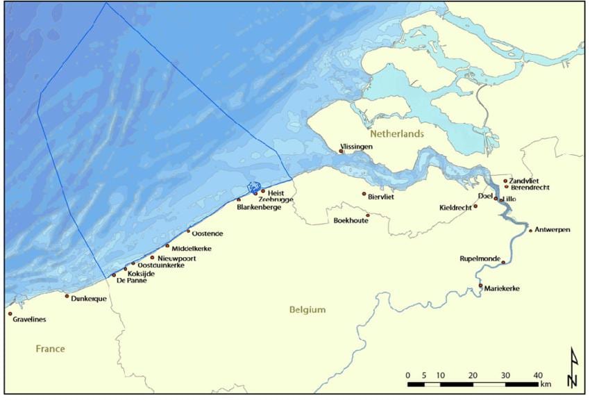 Mapa de Bélgica costa
