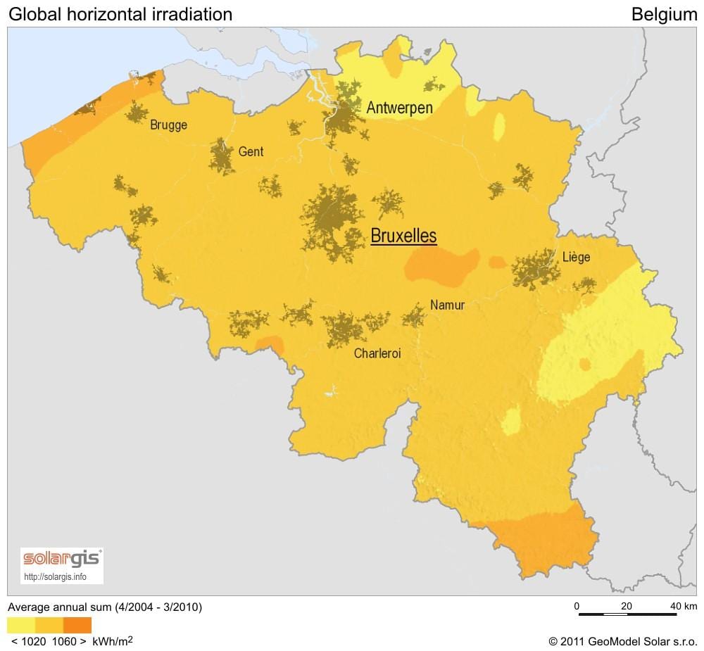 Mapa de Bélgica climático