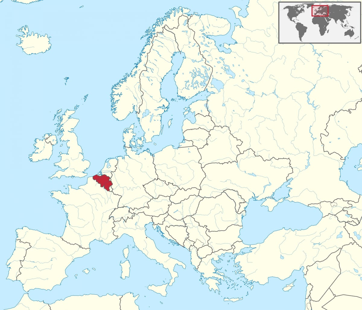 mapa de Bélgica y de europa