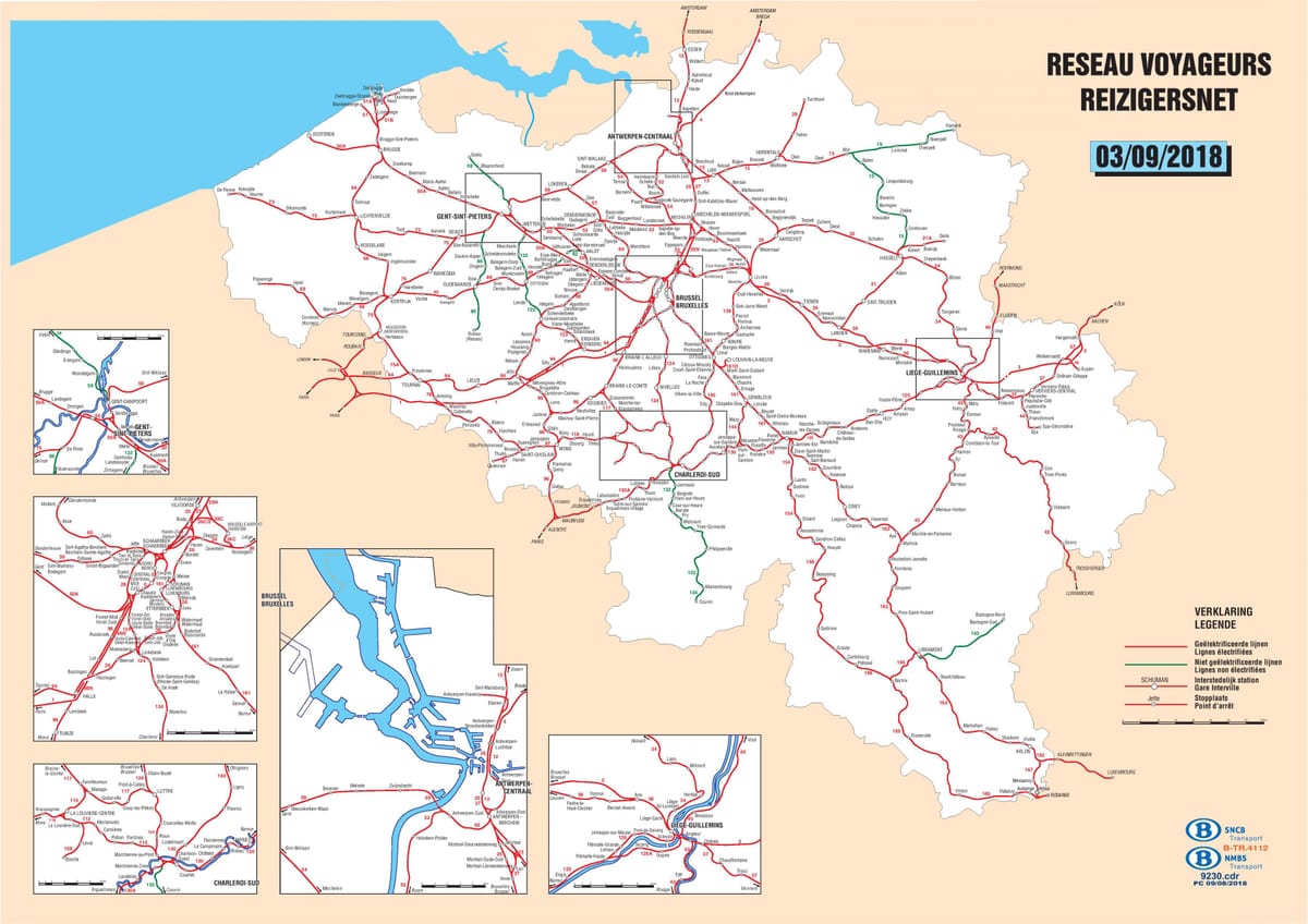 Bélgica estaciones de tren mapa