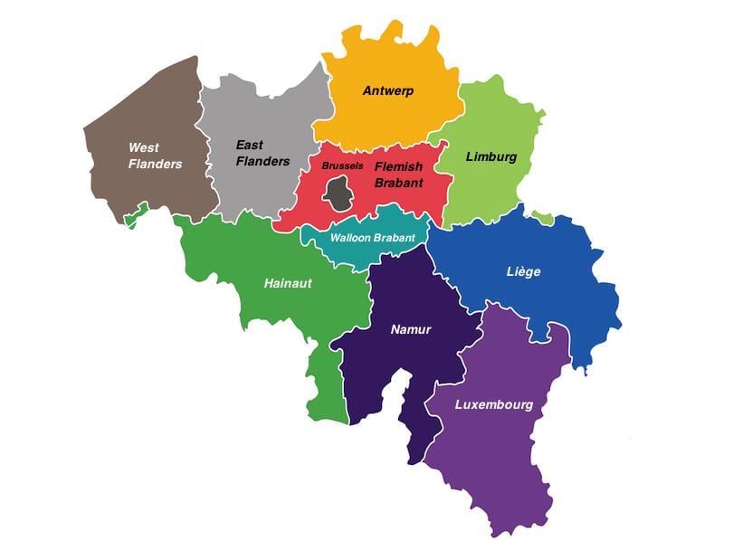 Bélgica provincias mapa