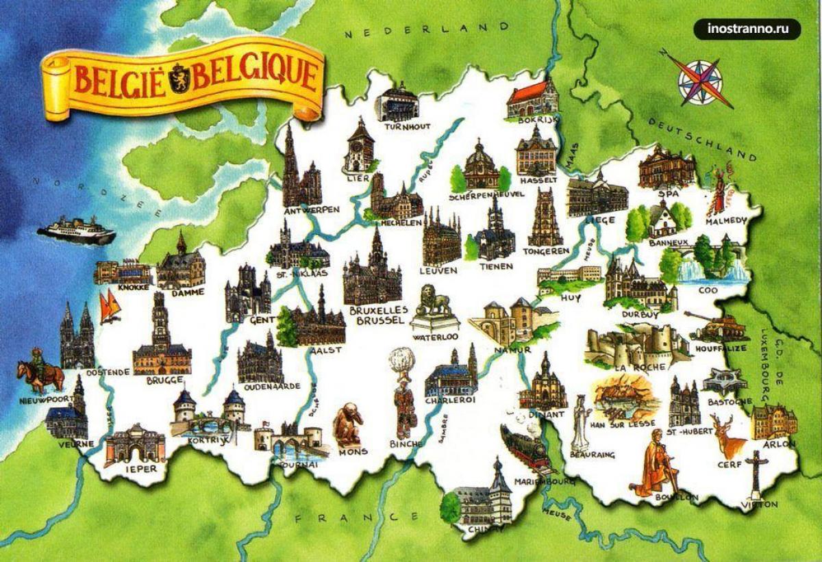 Mapa de Bélgica lugares de interés