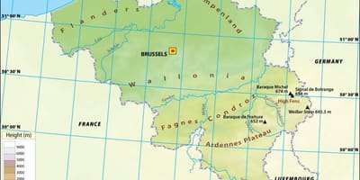 Mapa de Bélgica elevación