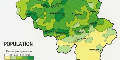Mapa de Bélgica de la población