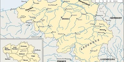 Mapa de Bélgica y los países circundantes